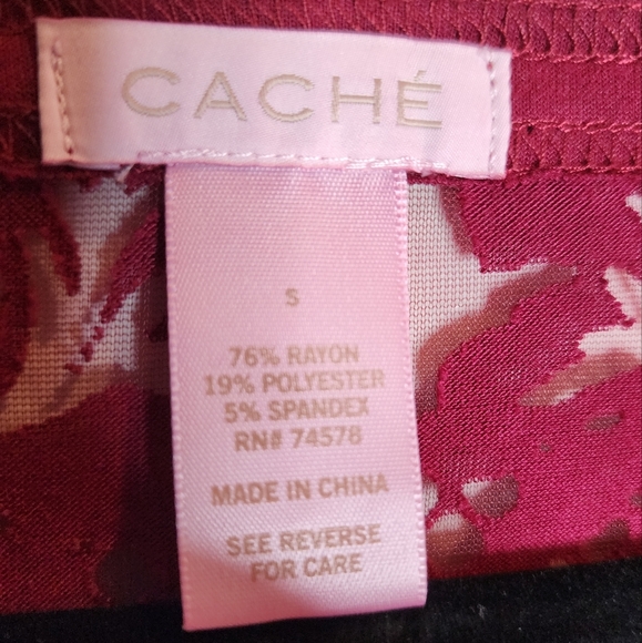 CACHE Burnout Sheer Maroon Long Sleeve Shirt Size Small - Picture 15 of 15